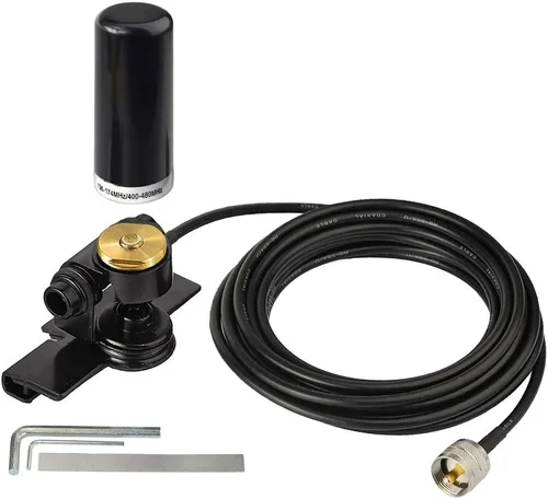 Vista 9 de Bingfu Antena de radio de jamón móvil para vehículo VHF UHF 136-174MHz 400-470MHz Coche Camión Radio Amateur Radio Montaje NMO Antena de perfil bajo