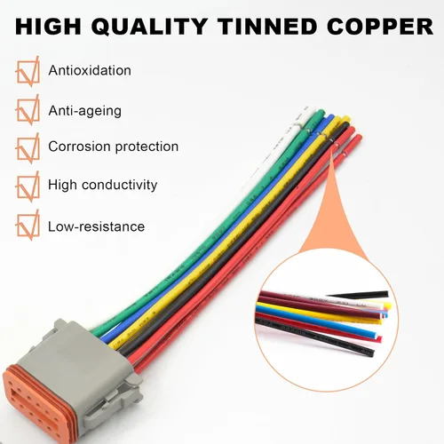 Vista 7 de Deutsch - Conector DT de 2 pines, 2 vías DT automotriz, impermeable, conector eléctrico macho hembra, arnés de cableado con cable de 16 AWG