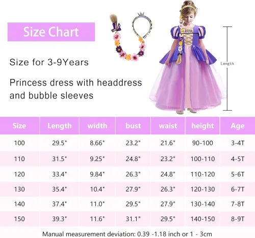 Vista 3 de Zalongye Disfraz de princesa para niñas pequeñas, disfraz de princesa para Halloween, fiesta de Navidad, 3-11T