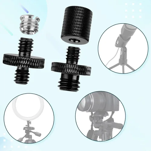 Vista 6 de 12 adaptadores de soporte de micrófono, adaptadores de rosca de micrófono 1/4 hembra a 3/8 macho y 1/4 macho a 1/4 macho y 1/4 macho a 3/8 macho