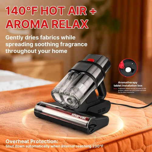 Vista 7 de Shop-Vac Aspiradora de colchón, potente aspiradora de cama de 14 KPa con luz UV-C de 253.7 nm, 36960 RPM/min de roscado, filtro HEPA y ultrasónico