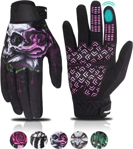 Vista 9 de Guantes de motocicleta RIGWARL para hombres y mujeres con función táctil, guante ligero para bicicleta de tierra antideslizante, guante de esqueleto