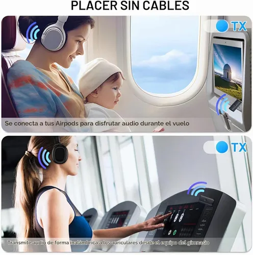 Vista 6 de Transmisor Bluetooth V5.2 para TV, transmisor de audio inalámbrico de doble Compatible con auriculares Airpods, adaptador Bluetooth de 0.1 in