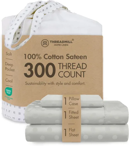 Vista 83 de Threadmill Juego de sábanas de algodón Twin Sábanas 100% algodón para cama tamaño Twin Juego de sábanas de satén jacquard damasco con bolsillo