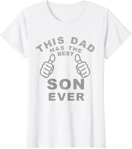 Vista 21 de Camiseta con texto en inglés "This Dad Has the Best Son Ever", regalo del día del padre, Negro
