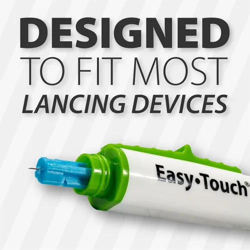 Vista 4 de Lancetas Twist EasyTouch - 33 G, (100 por caja) Sterile Single-Use Lancets, Triple-Bevel Design, Multiple Gauge Options, Fits Most Lancing Devices