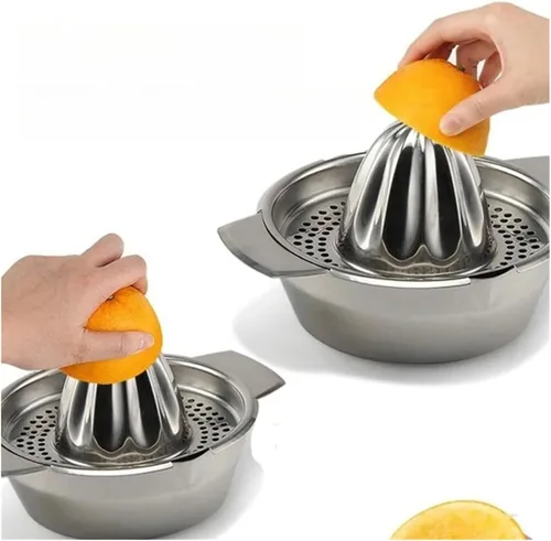 Vista 4 de Exprimidor manual de limón y naranja de acero inoxidable - Mini herramienta de cocina portátil para uso doméstico