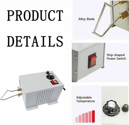 Vista 4 de 60W Electric Rope Cutter, Desktop Side-Cut Hot Knife Rope Cutter,with Alloy Heated Blade, Adjustable Temperature, for Fabric, Rubbe