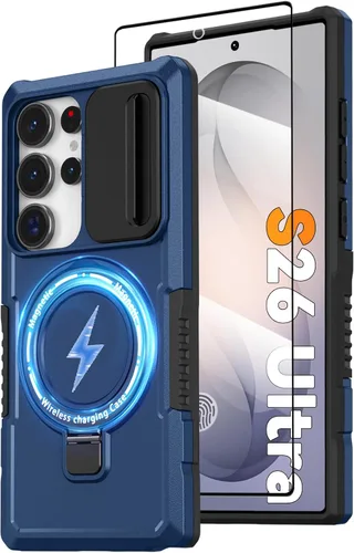 Vista 16 de Funda magnética para Samsung Galaxy Note 20 Ultra con soporte de anillo [con protector de pantalla] [Compatible con carga inalámbrica MagSafe] Funda