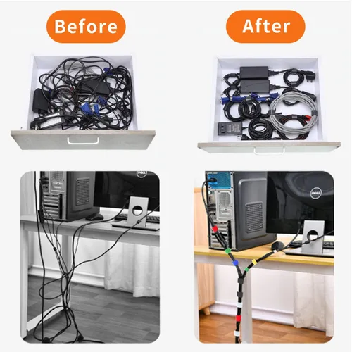 Vista 4 de IFNOW Cinta de Gancho y Bucle de 32 Pies Cinta de Sujeción Reutilizable Bridas para Cables de Doble Cara de Gancho y Bucle Gestión de Cables