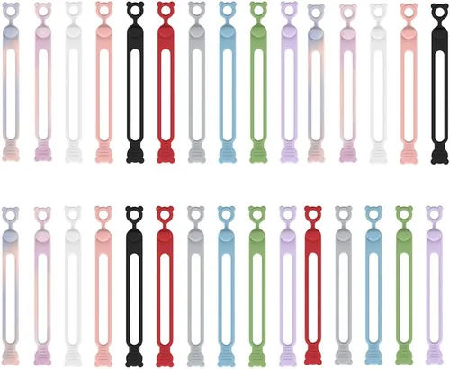 Vista 9 de Organizador de cables de datos, organizador de auriculares de silicona actualizado 2025, organizador de cables, bridas de cables de silicona