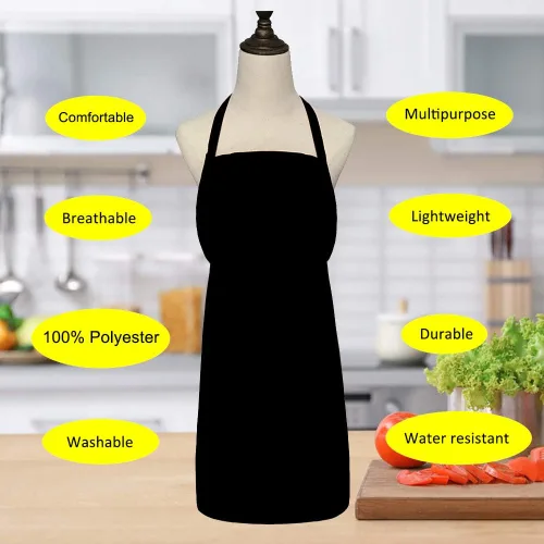 Vista 4 de Paquete de 9 delantales negros para mujeres, adultos, niñas y mujeres con bolsillos, delantales de cocina a granel para cocinar, pintar, barbacoa