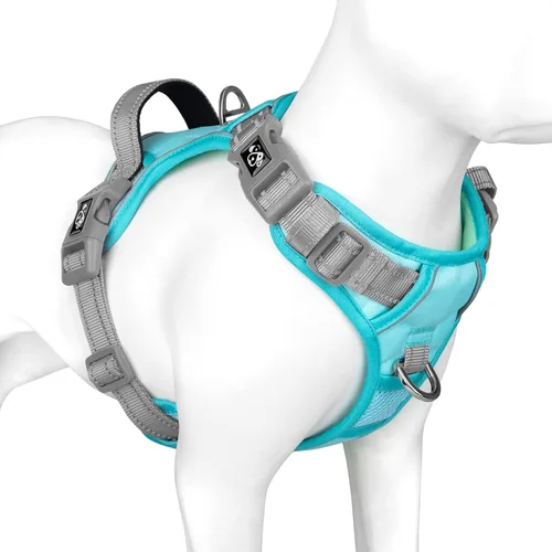 Vista 8 de Arnés para perro sin tirones, chaleco para perro reflectante ajustable de colores únicos, con asa de entrenamiento suave y clips de metal