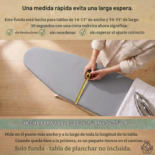 Vista 7 de Funda extra gruesa para tabla de planchar de 15 x 54 pulgadas, tamaño estándar, acolchada, reflectante al calor, algodón resistente al quemado Gris
