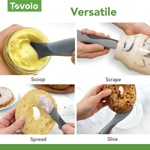 Vista 4 de Tovolo Scoop and Spread Herramienta Esparcidora de Sándwich de Silicona Grande de Doble Extremo con Mango de Nailon, Herramienta de Silicona