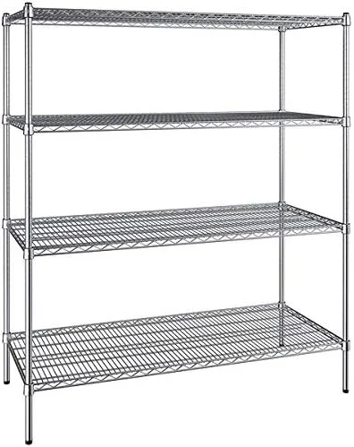 Vista 245 de Kit de 4 estantes de epoxi verde NSF de 21 x 72 pulgadas con postes de 86 pulgadas, estantería de almacenamiento resistente, kit de estantería