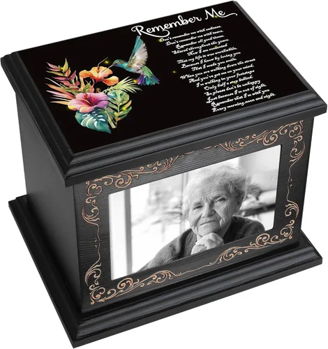 Vista 11 de Urnas de cremación para cenizas humanas de adultos, masculinas o femeninas, urnas conmemorativas funerarias para cenizas con marco para fotos, caja