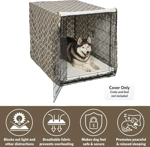 Vista 4 de Midwest Homes for Pets - Funda para jaula para perros XL con protector de tela de teflón, funda de privacidad de polialgodón que se adapta a