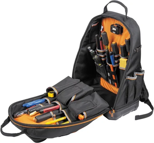 Vista 9 de Klein Tools 62800BP - Mochila para herramientas, 40 bolsillos, color negro y naranja