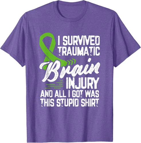 Vista 8 de Camiseta traumática con cinta verde para concienciación de lesiones cerebrales traumáticas I survived TBI, Negro, S