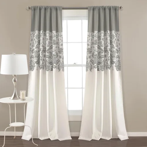 Vista 17 de LUSH DÉCOR Azul Marino Cortinas con Estampado Estate Garden de Lush Decor con Filtro de Luz, Juego de Paneles para Ventana para Sala, Comedor