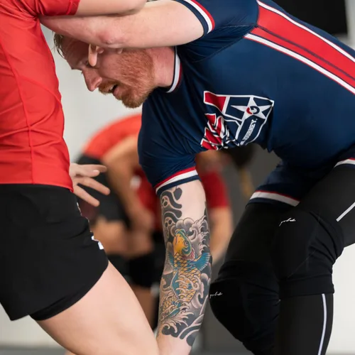 Vista 5 de Gold BJJ Rodilleras para Jiu Jitsu, Wrestling y MMA - Juego de 2 (pequeño)