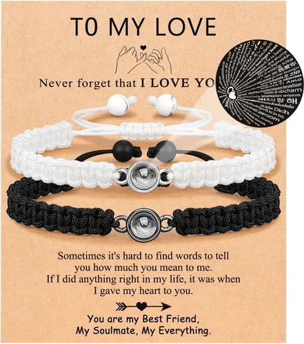 Vista 13 de UNGENT THEM Pulseras "I Love You" en 100 Idiomas, Regalos para Parejas para Novio, Novia, Mi Amor, Alma Gemela, Regalo de Aniversario, Día de San
