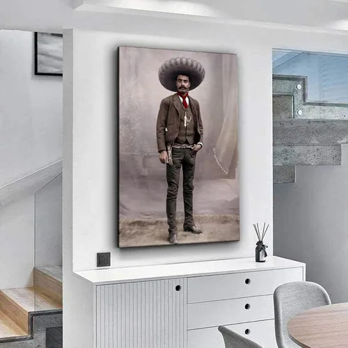 Vista 5 de Zbin Emiliano Zapata - Póster en lienzo con retrato en color para pared, cuadros modernos, decoración de oficina en casa, 08 x 12 pulgadas