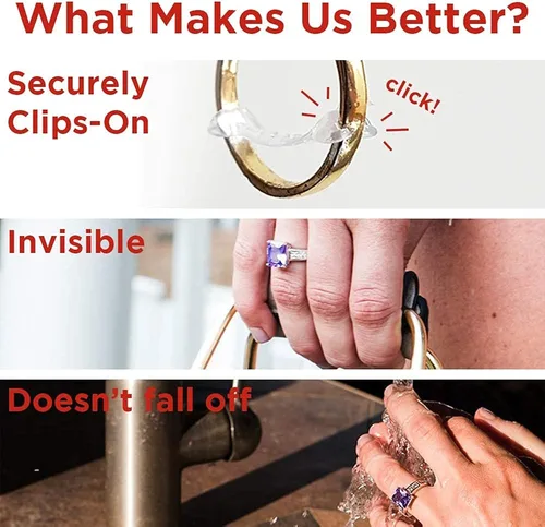 Vista 4 de Chrome Cherry Ringo - Ajustador de tamaño de anillo invisible para anillos sueltos paquete de 20 kit de cuidado