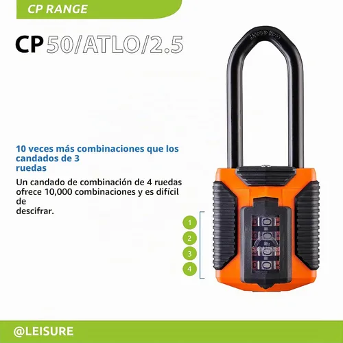 Vista 10 de Squire Candado de combinación resistente Grillete largo CP50ATLO/2.5 Candado todo terreno resistente a la intemperie