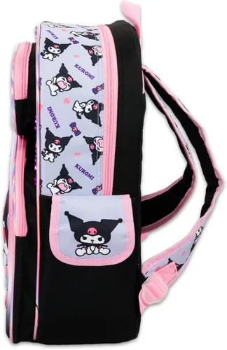 Vista 6 de SANRIO Mochila Kuromi con juego de lonchera Paquete con 16 mochilas escolares, bolsa de almuerzo, botella de agua, calcomanías, más Kuromi mochila