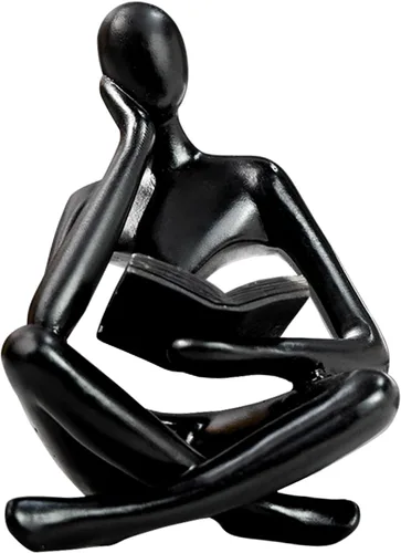 Vista 7 de Estatua de mujer de lectura, esculturas de pensador, adorno de arte abstracto, decoración de figura estética moderna, adecuada para el hogar, sala