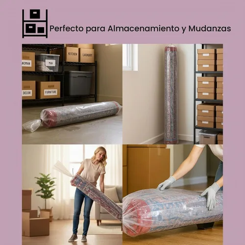 Vista 4 de Wowfit Bolsa de almacenamiento grande de plástico para alfombras con cierre de cremallera, resistente para alfombras de hasta 6 x 9 pies, perfecta