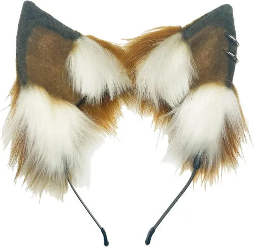Vista 4 de Conjunto de orejas de zorro y cola de lobo disfraz de cosplay de orejas de gato