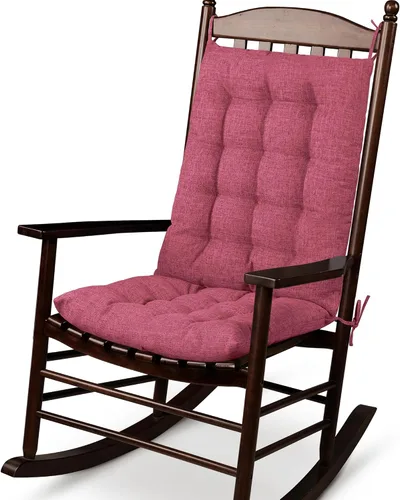 Vista 11 de ELFJOY Cojines para silla mecedora, respaldo alto y cojín de asiento, color Lino Azul