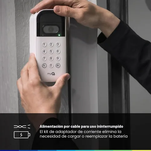 Vista 6 de myQ - Teclado inteligente de video para puerta de garaje + kit de adaptador de corriente con cable, con cámara gran angular, códigos PIN