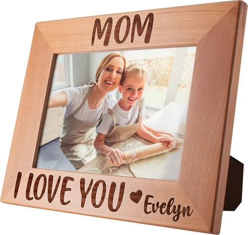 Vista 6 de Marco de fotos personalizado para regalos de mamá de hija e hijo, 4 x 6, 5 x 7, 8 x 10, mamá y yo, marco de fotos de madera de aliso personalizado