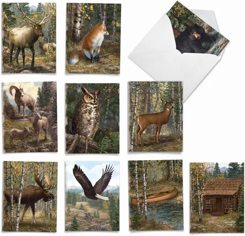 Vista 11 de The Best Card Company - 10 tarjetas de agradecimiento en caja con sobres, juego de papelería de agradecimiento animal para hombres, mujeres y niños
