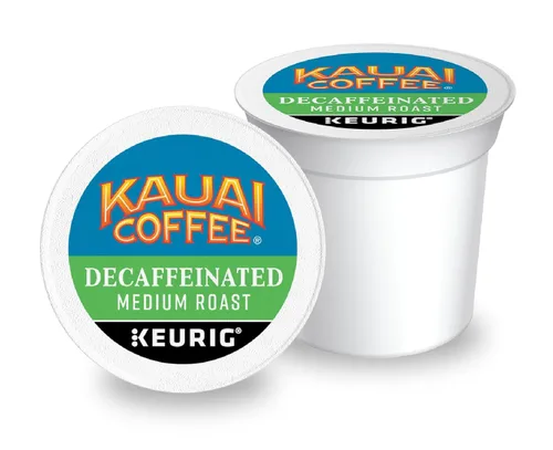 Vista 2 de Kauai Coffee Cápsulas K-Cup para cafeteras Keurig, café arábica, 10% hawaiano, tostado medio, aroma brillante con notas florales, descafeinado, 1