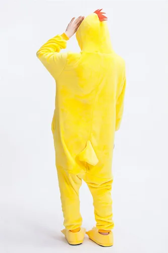 Vista 6 de Disfraz de animal Kigurumi de pollo para adultos, ropa para el hogar, ropa de descanso