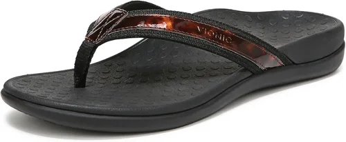 Vista 18 de Vionic sandalias tipo flats para mujer Cuero Camo Negro