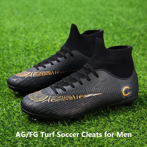 Vista 3 de Zapatos de fútbol para hombre, tacos de fútbol altos, con cordones, antideslizantes, pinchos AGFG, deportivos, fútbol sala, rugby, béisbol
