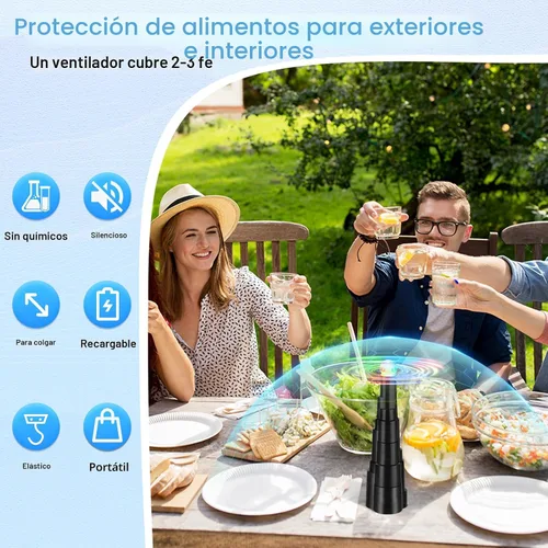 Vista 2 de LEOFI Ventiladores de mosca para mesas, ventiladores de insectos, ventilador de comida, ventilador de mesa, cuchillas holográficas suaves