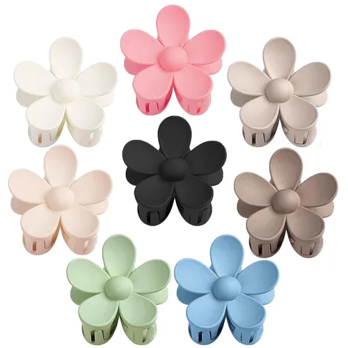 Vista 7 de Pinzas para el cabello de flores, 8 unidades, pinzas grandes para mujeres y niñas, cabello grueso y delgado, agarre fuerte, antideslizantes