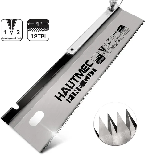 Vista 6 de HAUTMEC HT0234 - Sierra de cola de milano reversible de 10 pulgadas, sierra de jamba de corte profesional a ras de 12TPI con mango de manivela