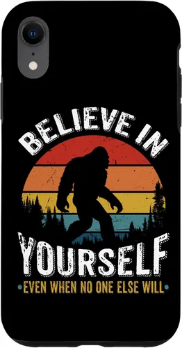 Vista 25 de Funda inspiradora para iPhone 16 Believe in Yourself Retro Bigfoot Sasquatch
