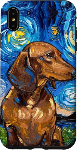 Vista 11 de Aja - Carcasa para iPhone 17 de pelo corto marrón con diseño de perro de noche estrellada Doxie