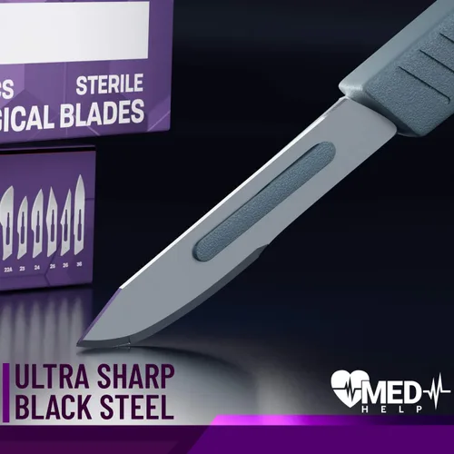 Vista 6 de MedHelp Escalpelos Desechables 10 - Herramienta de Dermaplaning Escalpelos 10 con Mango de Plástico, Hojas de Dermablade de Acero de Alto Carbono