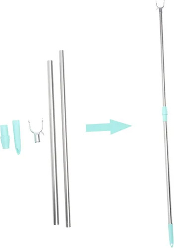 Vista 5 de Varilla telescópica de acero inoxidable para colgar ropa ropa que alcanza poste gancho varilla balcón uso en el hogar
