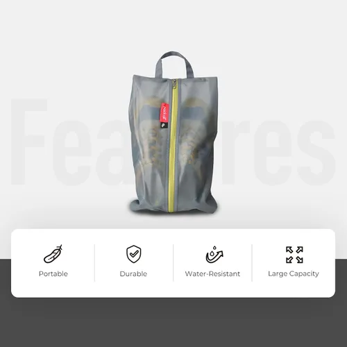 Vista 3 de pack all Bolsas de viaje resistentes al agua, organizador de zapatos con cremallera, para hombres y mujeres, Gris, 1 paquete